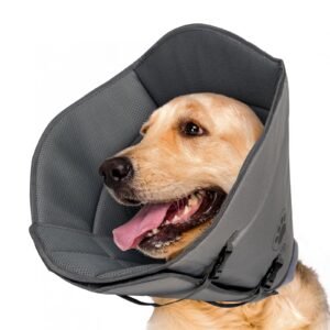 IFurffy Dog Cone For After Surgery,Breathable Soft Dog Cone For Large Medium Small Size Dog, Adjustable Drawstring And Buckle Dog Recovery Collar To Stop Licking And Scratching Wound ,L